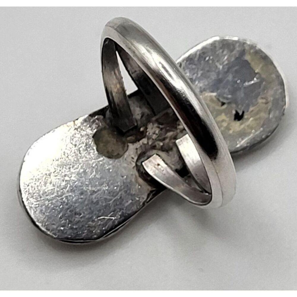 Old Vintage Navajo Sterling Silver Tear Drop Coral Ring Size 6.5 - Picture 2 of 4
